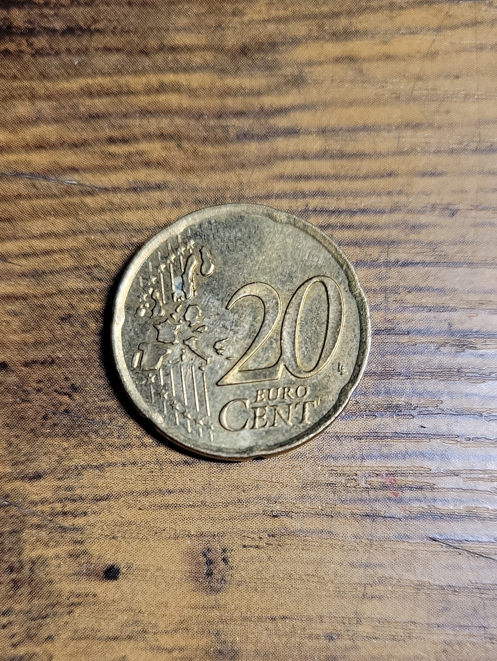 2002 Gold 20 Euro Cent Coin - Gold Tones